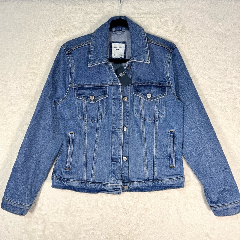 Abercrombie‎ & Fitch Denim Jacket Women’s Large Classic Trucker Style Casual NEW